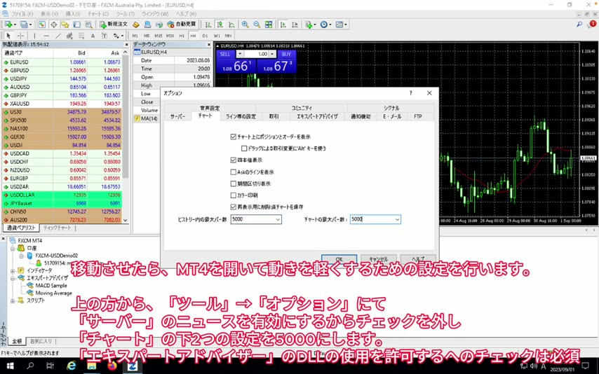 MT4オプション設定画面